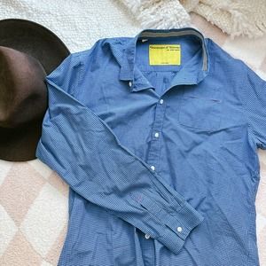 Descendant of Thieves Dres Ladro Blue Plaid with Yellow embroidery button down